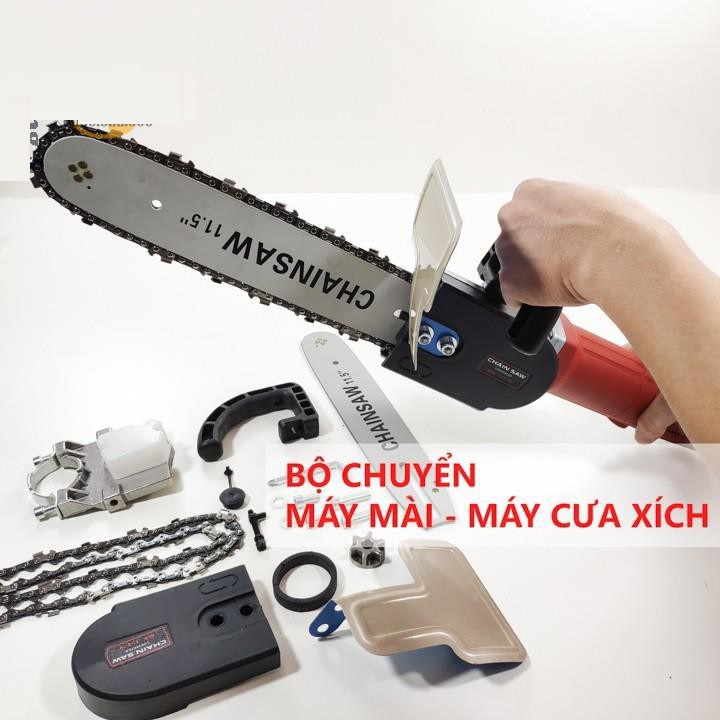 (HCM) Bộ Cưa Xích Mini Gắn Máy Mài Cầm Tay Chainsaw 12inch Lam Dài 30cm Bình Nhớt Tự Động - Bộ Chuyển Đổi Gắn Máy Mài Thành Máy Cưa Xích
