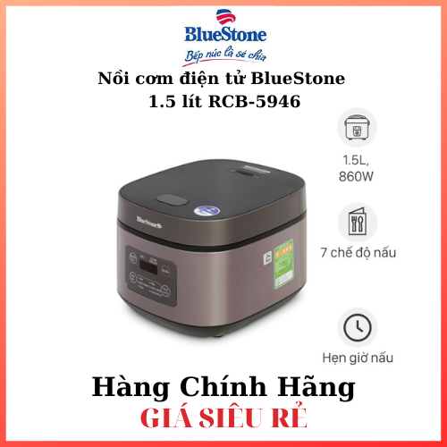 Nồi cơm điện tử BlueStone 1.5 lít RCB-5946 chính hãng nấu cơm ngon và giữ ấm lâu