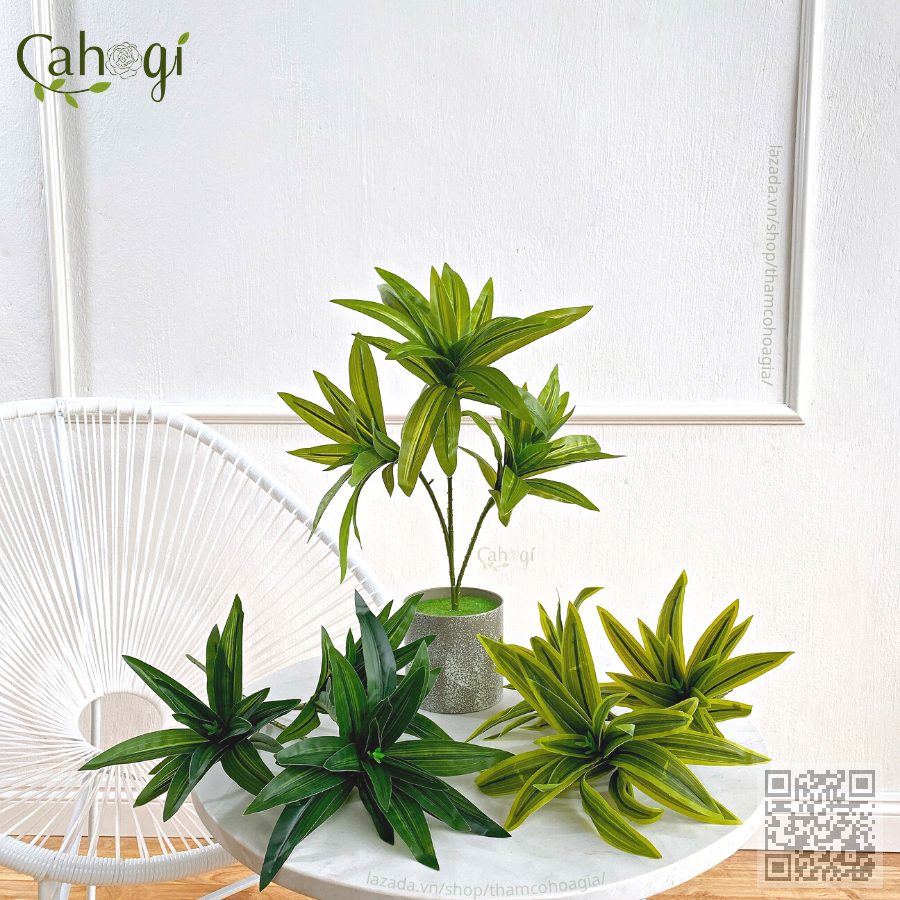 Cây giả trang trí - cây thủy trúc bách hợp 3 ngọn 35 cm