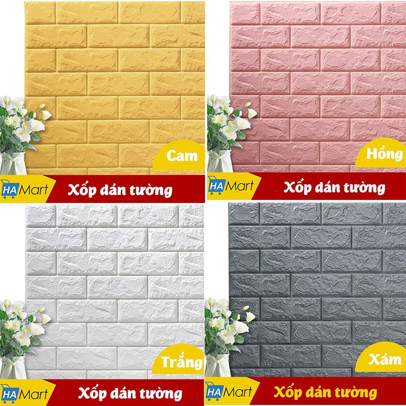 bộ 40 Miếng xốp dán tường vân gỗ cách âm, cách nhiệt khổ 70 x 77 cm ( đủ màu)