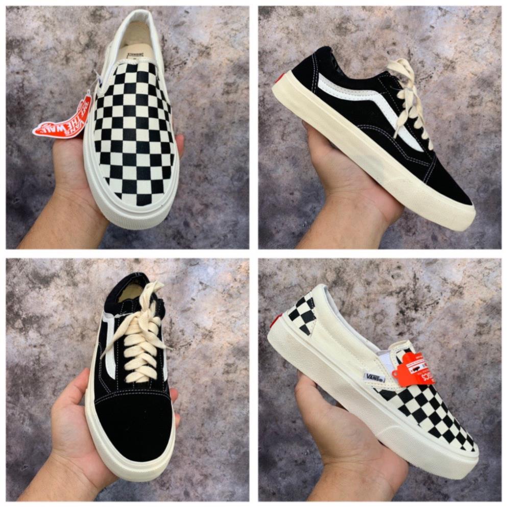Giày vans đen , caro , giày sneaker van vault dáng lười slip on phù hợp mọi lứa tuổi