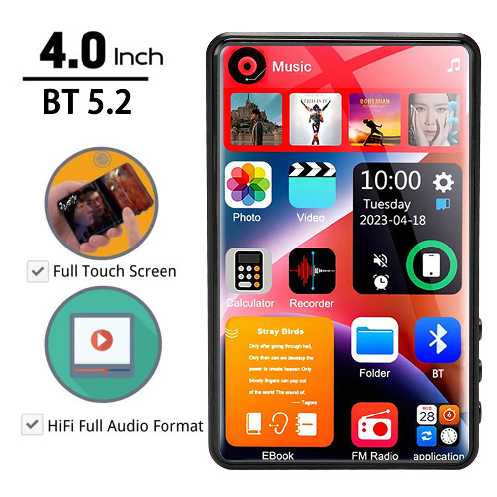  Yophoon X20 4 Inch - UI MP4 Máy Nghe Nhạc Màn Hình Cảm Ứng 16GB BT 5.0 Có Loa 1080P Video Ebook FM MP3 Máy Nghe Nhạc 16G-256G 