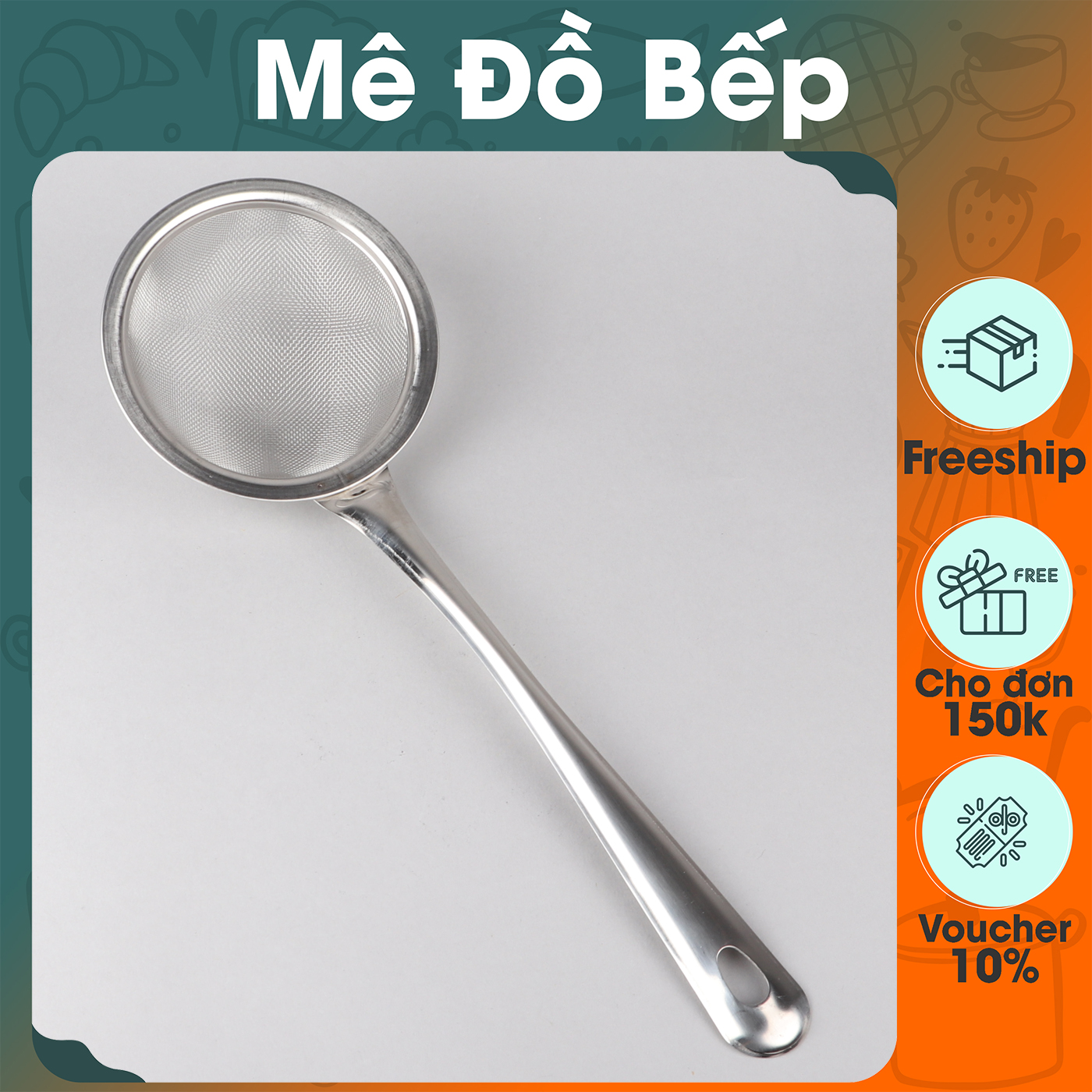 Ray lọc cặn cho dầu ăn và vớt bọt inox Bam House đường kính 11cm cao cấp RLC03 - Gia dụng bếp