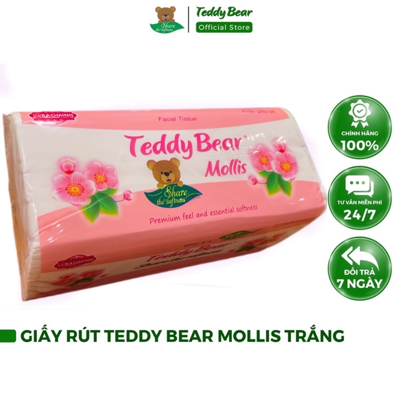 Giấy Rút TEDDY BEAR Mollis Trắng Mềm Mịn 3 Lớp