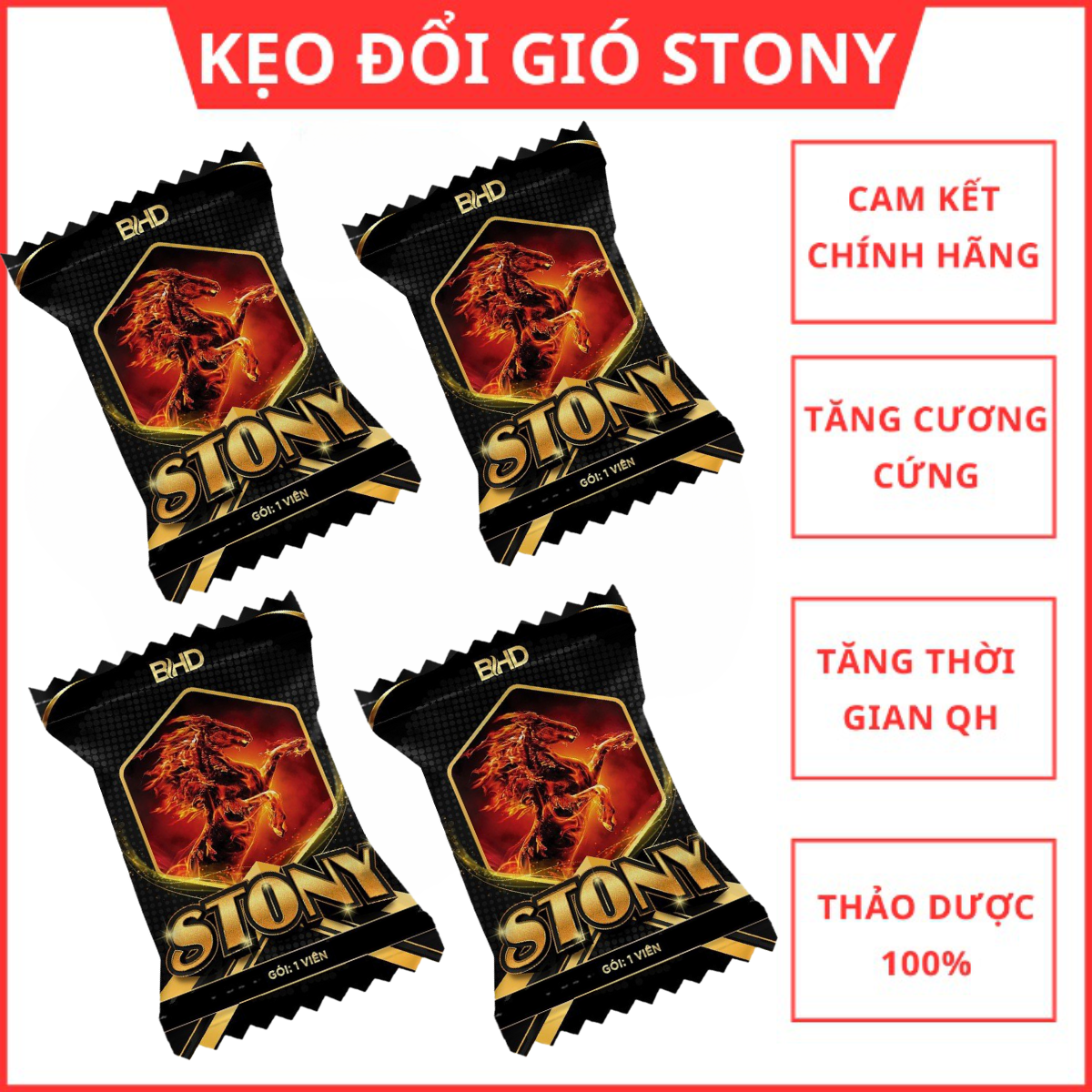 4 cái stony - kẹo đổi gió tăng cứng, hứng, thời gian chính hãng