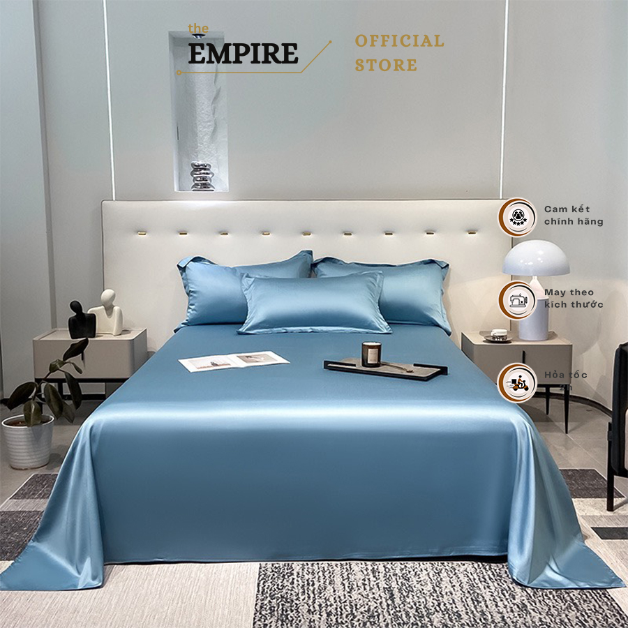 Bộ chăn ga gối nệm set 3 món lụa tencel 100s EMPIRE cao cấp mang phong cách hiện đại bo chun drap giường - Bình Châu Bedding & Decor