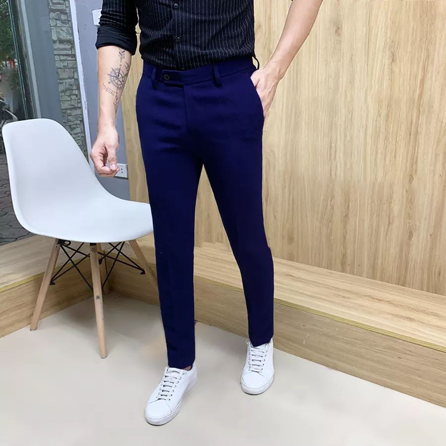 Quần âu nam Hàn Quốc (màu đen) dáng côn, vải co giãn 4 chiều [Hõ trợ vận chuyển] phối siêu đẹp với áo sơ mi nam