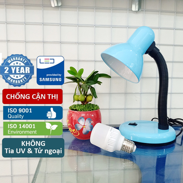 Đèn học để bàn học sinh CHỐNG CẬN THỊ màu xanh dương SIÊU TIỆN + KÈM BÓNG