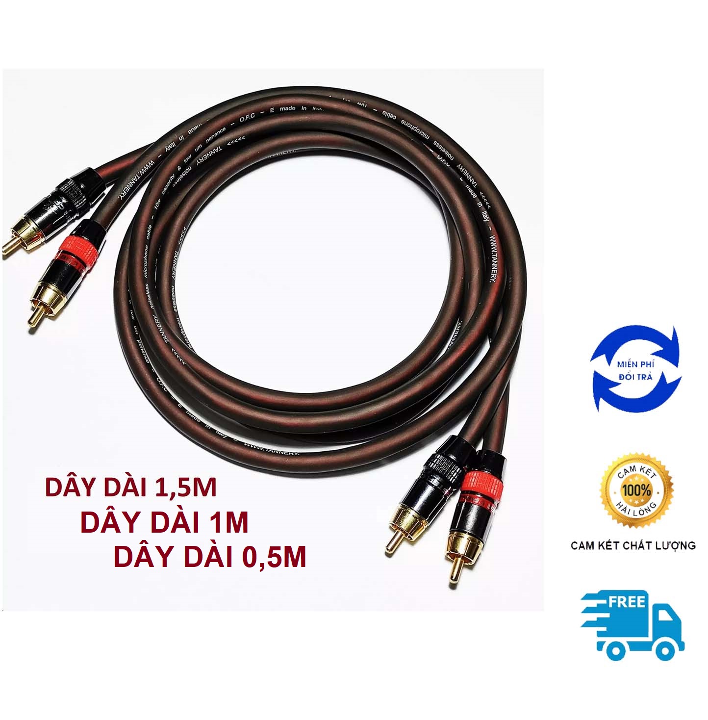 Dây AV 2 đầu hoa sen Dây AV âm thanh cao cấp hiệu Italy Jack AV Monster xịn, Dây cho âm thanh nâng tiếng, chống nhiễu, chống hú ù rè, Dây AV xịn nghe hay như dây bãi Nhật, Dây cáp âm thanh với 4 đầu jack cao cấp Audio bình tân