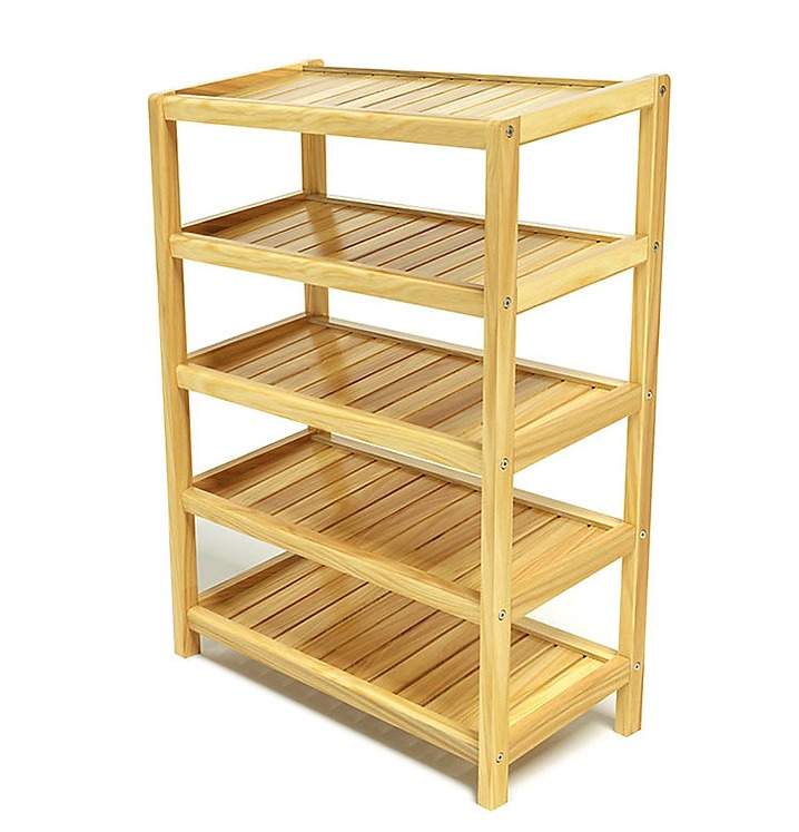Kệ giày dép gỗ cao su tự nhiên 5 tầng rộng 45cm- ViNa Furniture