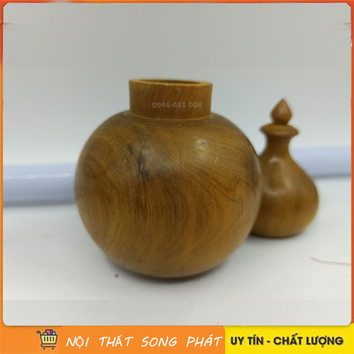 Hộp đựng tăm - Lọ đựng tăm hồ lô gỗ Bách Xanh