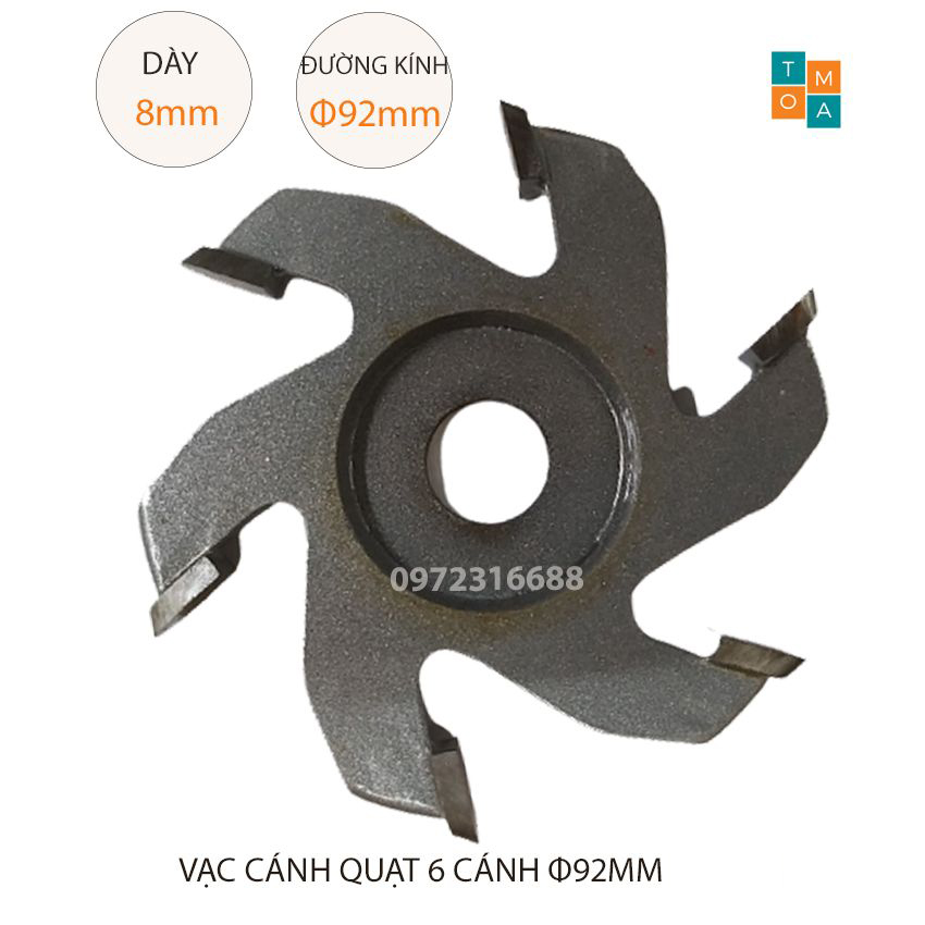 Mũi soi gỗ - mũi phay tròn cánh quạt 6 cánh phi 92mm x 8mm