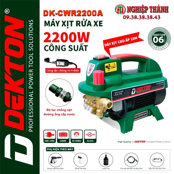 Máy rửa xe trực tiếp dekton dk-cwr2200a
