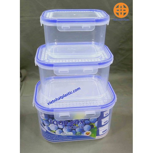 Bộ 3 Hộp Nhựa Việt Nhật Bảo Quản Thực Phẩm Dùng Được Trong Lò Vi Sóng-HỘP ĐỰNG THỰC PHẨM