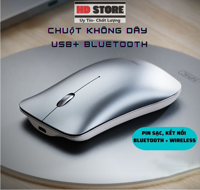 Chuột không dây Bluetooth+Wireless INPHIC, pin sạc lại, không ồn, siêu mỏng ( BH 3 tháng )