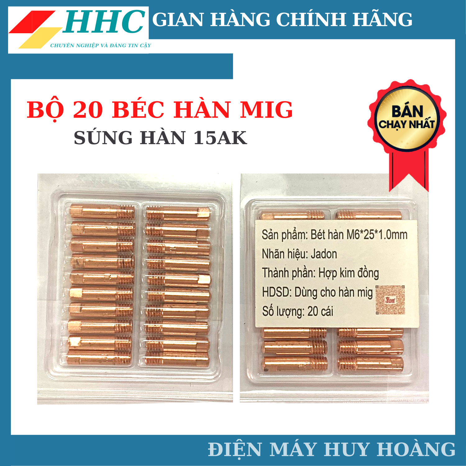 Bộ 20 béc hàn 0.8, béc 1.0 của máy hàn MIG mini Súng MiG Ak15