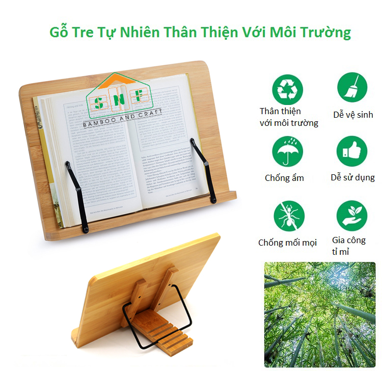 Kệ đọc sách gỗ để bàn đa năng, giá đỡ ipad iphone, giá đọc kinh bằng gỗ thông minh tiện lợi chống mỏi lưng mỏi mắt SNF Bamboo and Craft