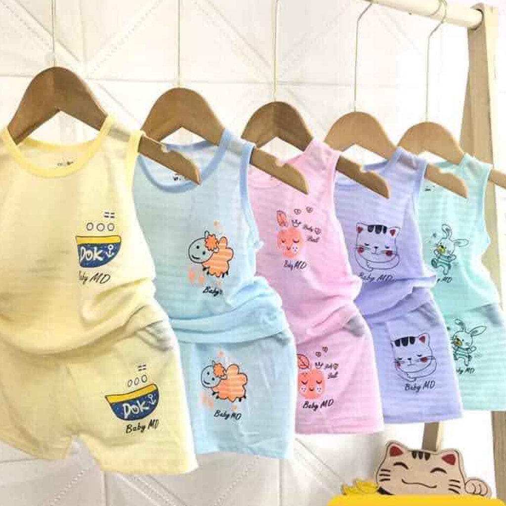 Combo 5 bộ cotton cho bé trai bé gái