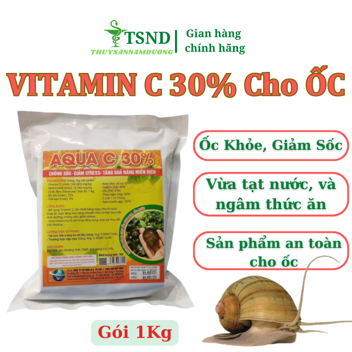 Vitamin C loại AQUA C 30% cho ốc nhồi, ốc bươu đen, tăng sức đề kháng