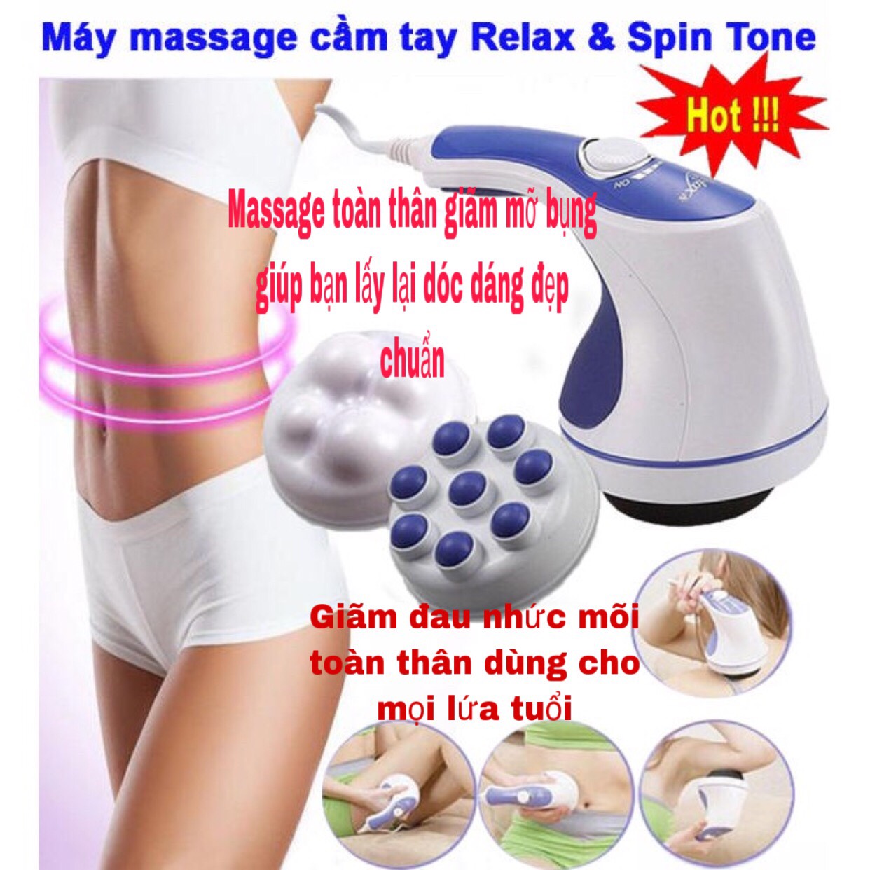 Đánh Tan Mỡ Bụng, Máy Massage Cầm Tay - Dòng Máy Mát Xa Được Ưa Chuộng , Máy Massage Toàn Thân Giá Rẻ, Máy Massage Cầm Tay Relax & Spin Tone Chất Lượng Cao, Siêu Tiện Lợi, Giá Tốt vyvy store 98