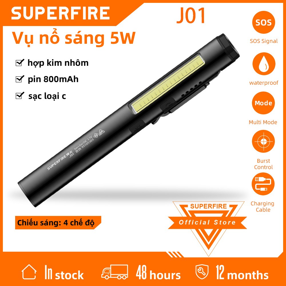 Superfire j01 đèn pin nhỏ màu tím mạnh đa chức năng đèn dụng cụ đa vị trí mini