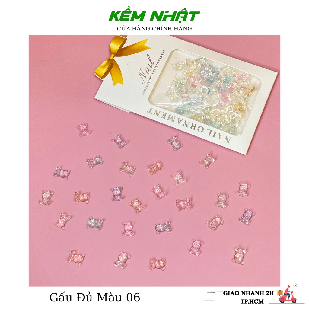 Set charm gấu đủ màu mã 06 đính móng