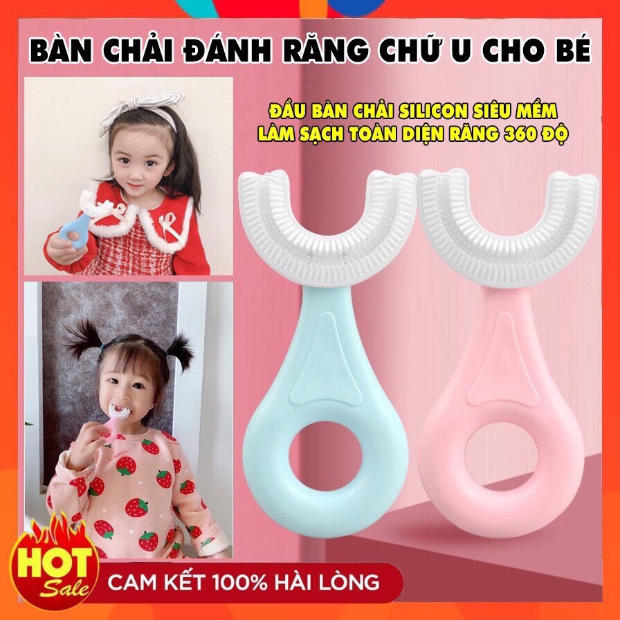 Bàn Chải Đánh Răng Chữ U Thông Minh Chất Liệu Silicon Siêu Mềm Cho Bé Từ 2 - 6 Tuổi