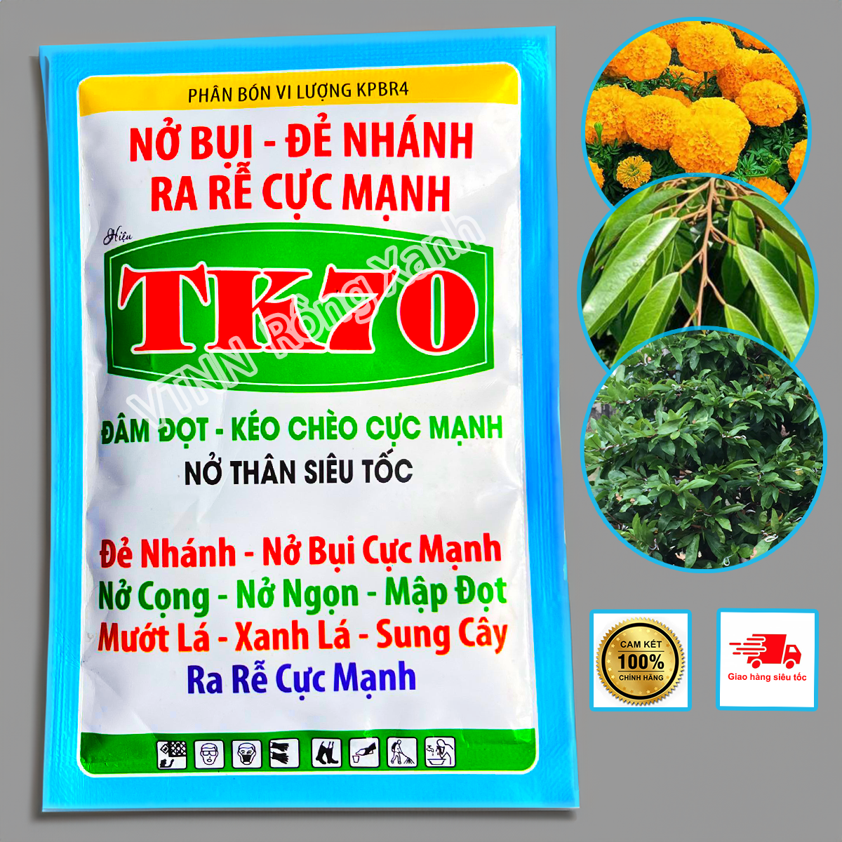Phân bón nở bụi đẻ nhánh kích rễ cực mạnh siêu bung chèo xanh cây mập đọt mập thân TK70 50GR