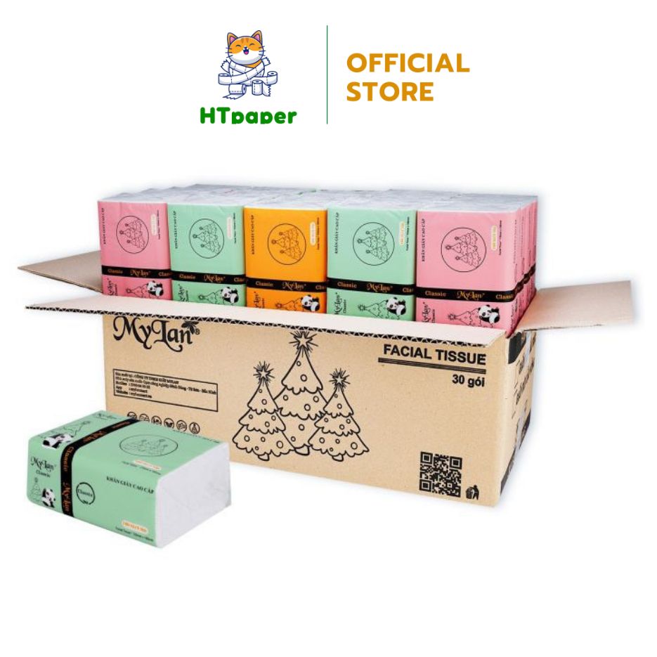 💥 Thùng giấy ăn gấu trúc, thùng giấy ăn rút 30 gói cao cấp Sipiao Mylan - HTpaper