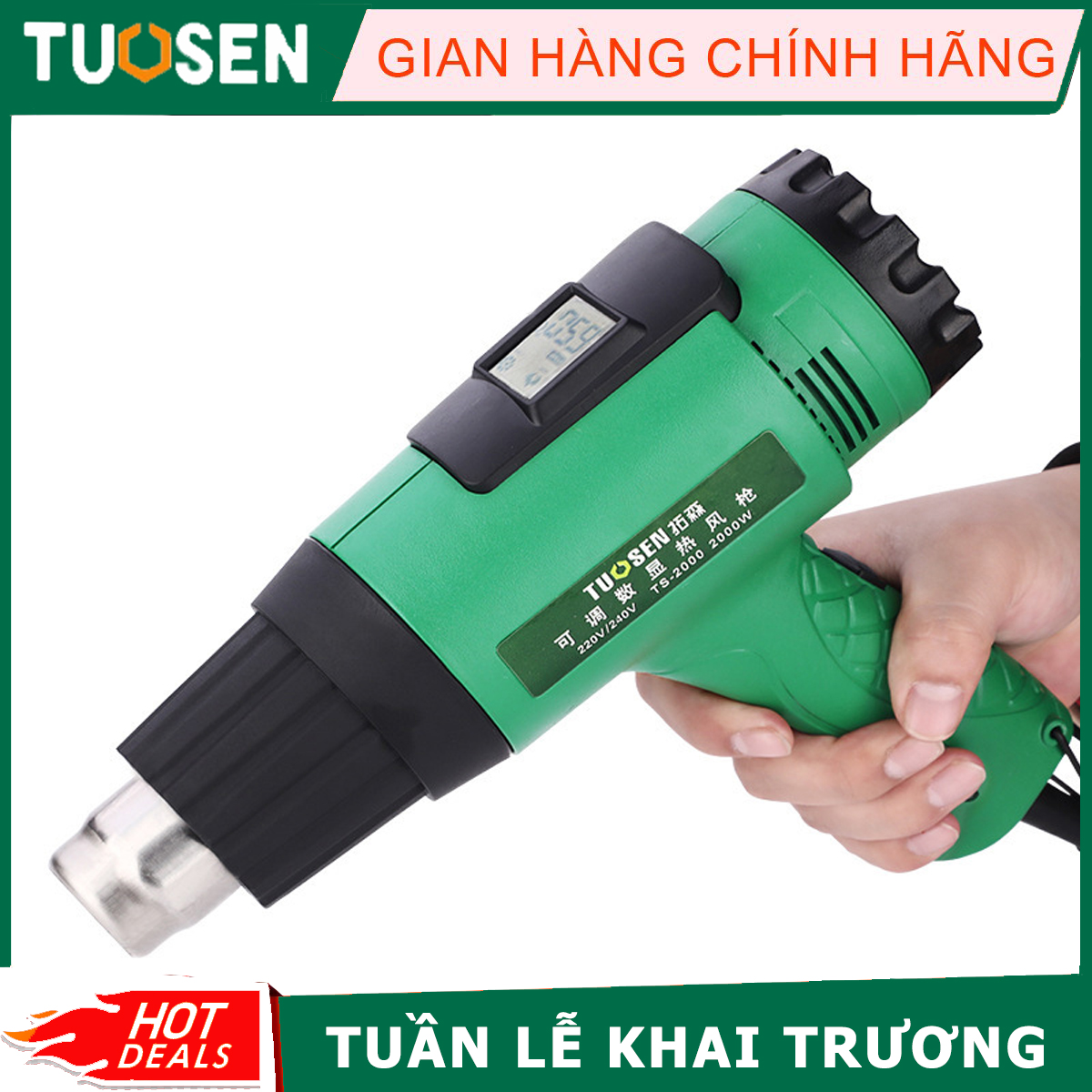 Máy khò nhiệt - máy thổi hơi - khò nhiệt tuosen 1800w và 2000w, có màn hình lcd và chỉnh nhiệt