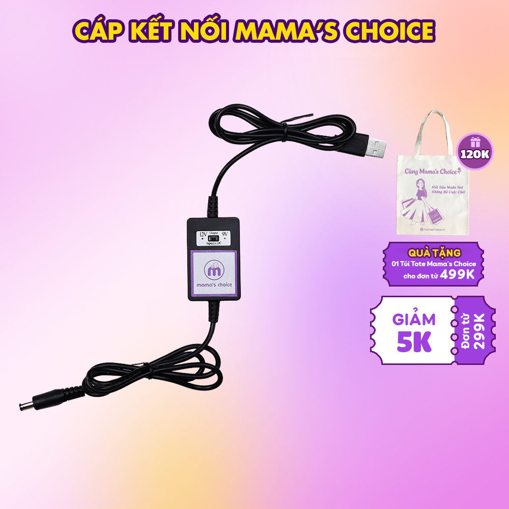 Dây cáp máy hút sữa mama's choice điện áp 9v-12v, dùng cho máy medela pump - maxflow - freestyle - swing maxi