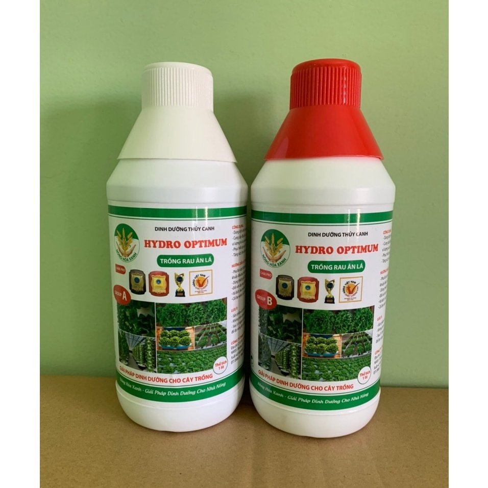 Dung dịch thủy canh dùng cho hoa củ quả - dinh dưỡng thủy canh trồng rau hydro optimum - phân bón thủy sinh - phân bón lá - bộ 2 chai x 500ml/ chai