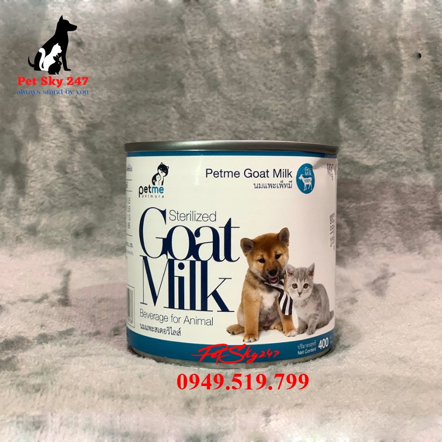 Sữa Dê Sterilized Goat Milk Cho Chó Mèo Con Lon 400Ml