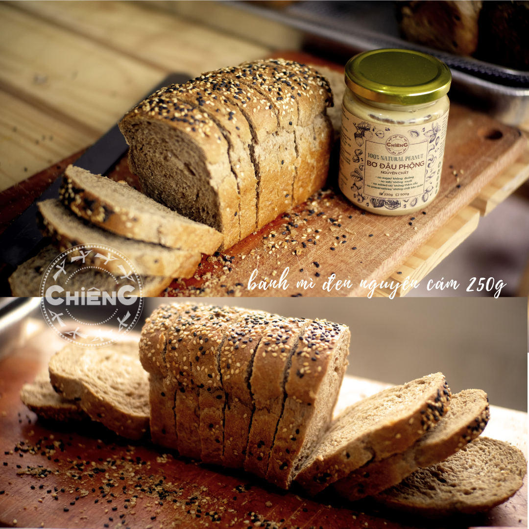 Bánh Mì Đen Nguyên Cám, Healthy, Eatclean (Nướng mỗi ngày) + Bơ hạt dùng thử hũ120g - CHIÊNG FOOD