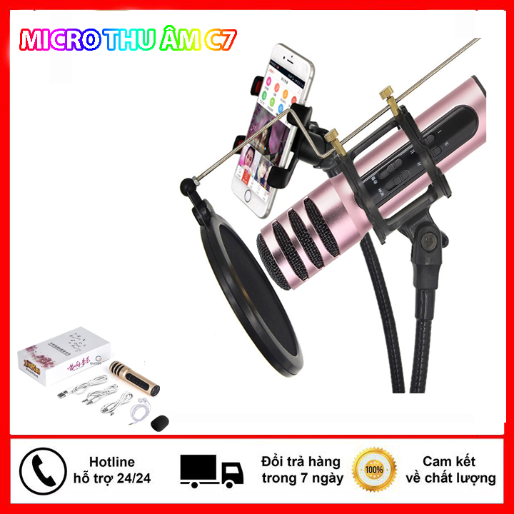 Micro Livestream, Thu Âm Chuyên Nghiệp C7 Loại Xịn Chất Lượng Cao Cho Điện Thoại, Máy Tính, Livestream Online Cực Hay