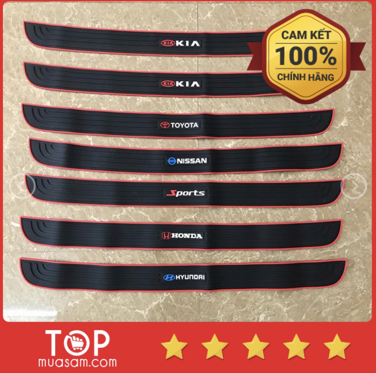 Miếng Dán Cao Su chống chầy cốp Ô tô Logo Hãng TOYOTA-KIA-HONDA-HYUNDAI-MAZDA-FORD-MITSHUBISHI-CHEROLET