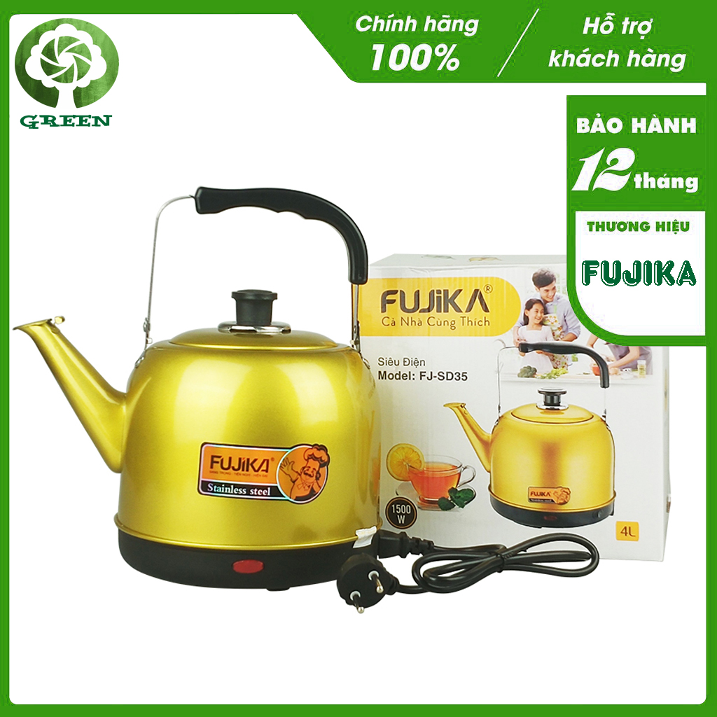Ấm siêu tốc 4l fujika fj-sd35 thân ấm inox phun sơn tĩnh điện chịu nhiệt - fj-sd35