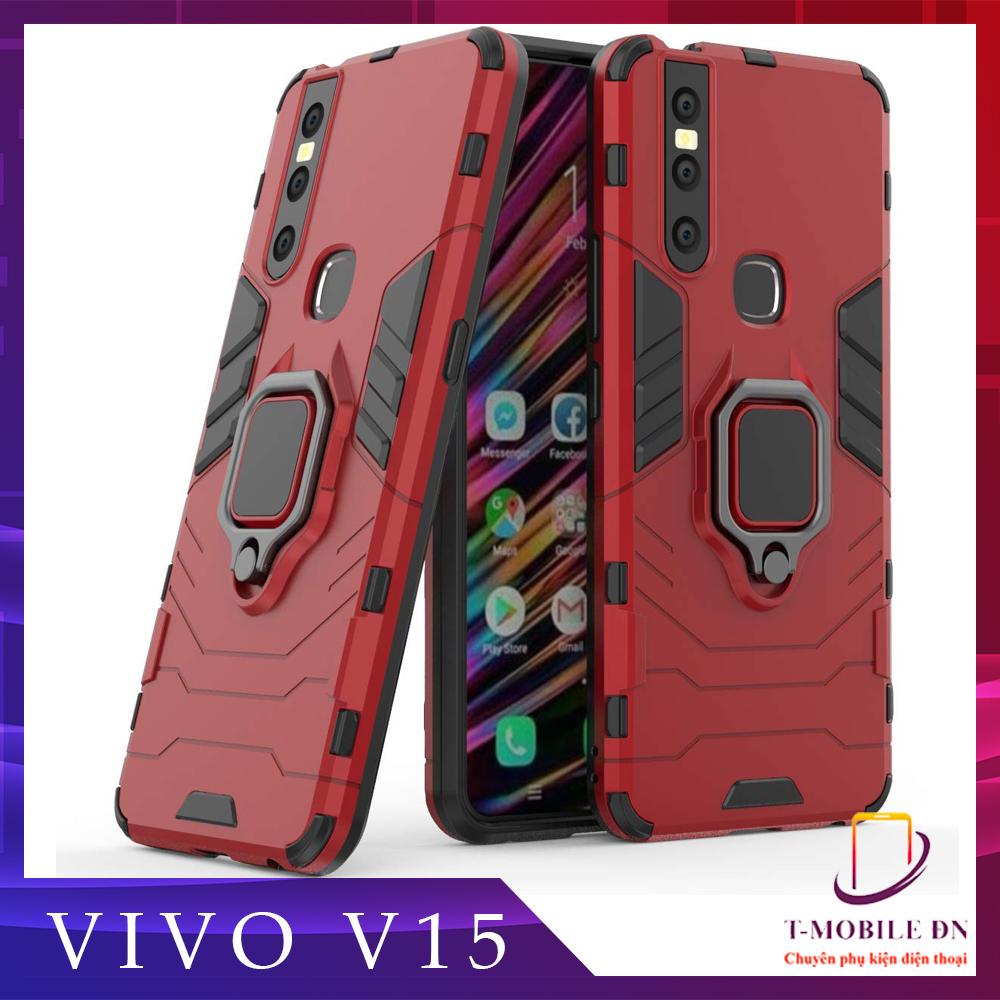 Ốp lưng Vivo V15 chống sốc iron man kèm nhẫn ring chống xem video tiện lợi