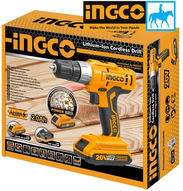 Máy Khoan Vặn Vít Dùng Pin 20V INGCO CDLI20024 Bao gồm Pin 20V và Đế Máy Khoan Vặn Vít Dùng Pin 20V INGCO CDLI20024 Bao gồm Pin 20V và Đế