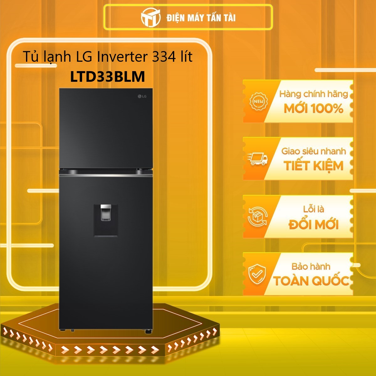 Tủ lạnh LG LTD33BLM 334L - Inverter, Đen