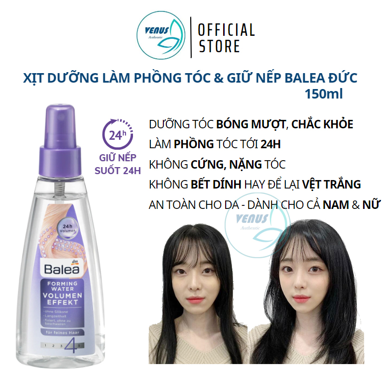 Xịt dưỡng tóc làm phồng tóc và giữ nếp 24h Balea Forming Water cho nam & nữ, 150ml - Hàng nội địa Đức