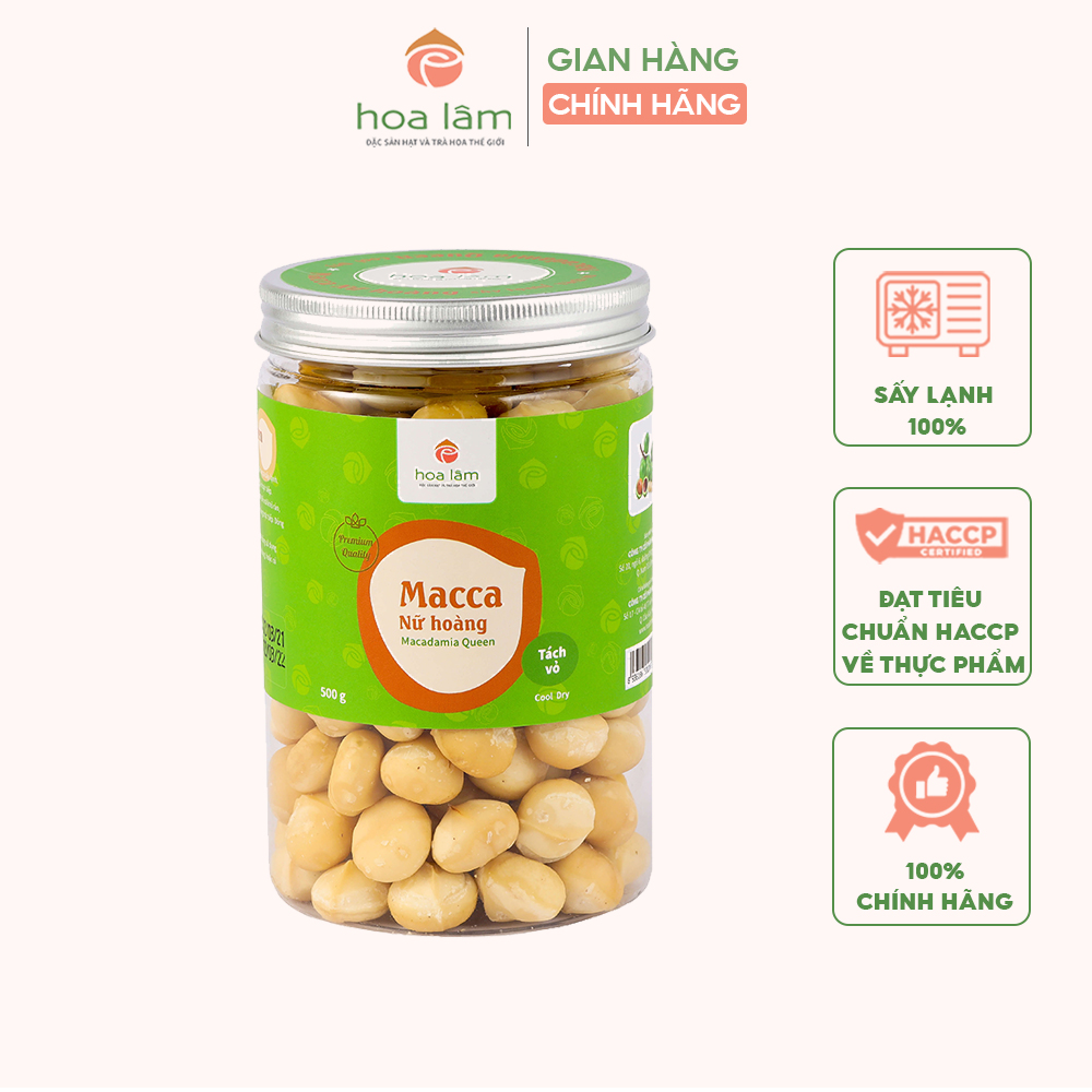 Nhân macca nữ hoàng sấy lạnh loại VIP Hoa Lâm, nhân hạt macca thơm ngon, giàu dinh dưỡng, không hương liệu, không màu nhân tạo 500gr
