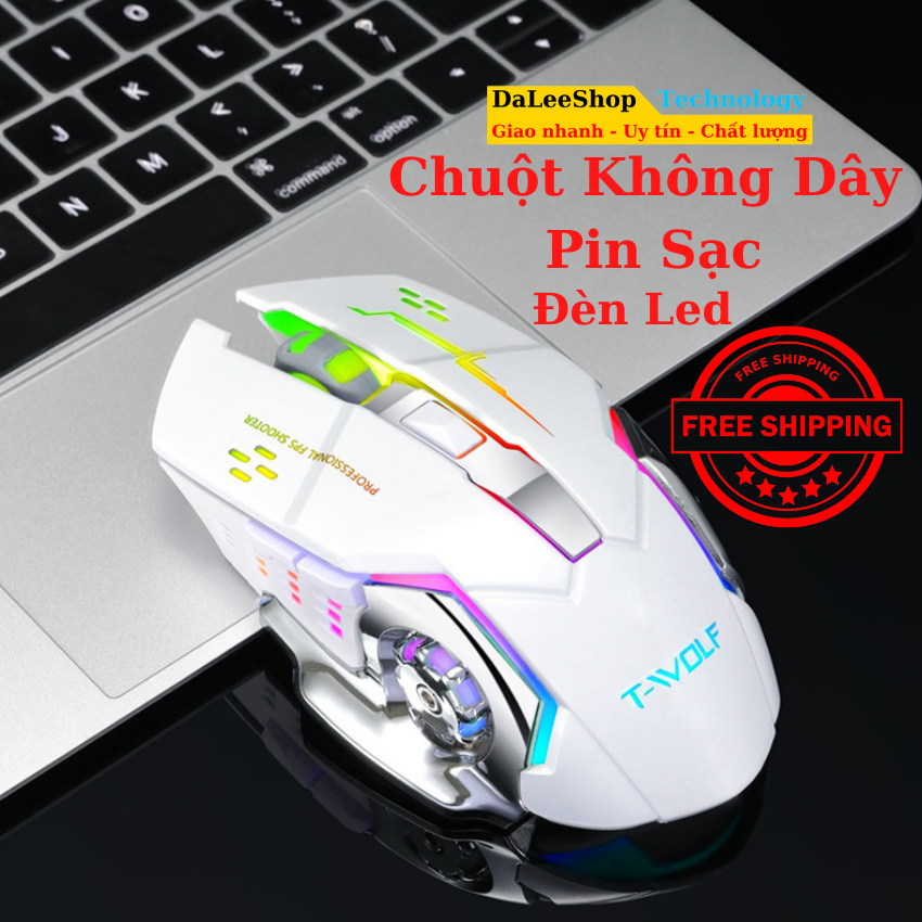 chuột máy tính bluetooth gaming chuột không dây gaming pin sạc silent không tiếng ồn đèn led 7 màu BH 6 Tháng daleeshop Q13