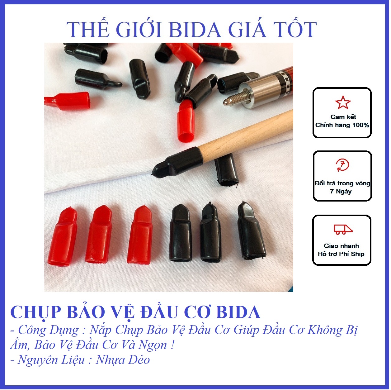 Chụp đầu cơ bida - giúp bảo vệ đầu cơ chống ẩm mốc
