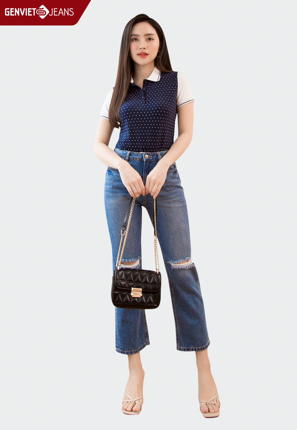 Áo Polo Nữ Chấm Bi TP321T1910 GENVIET JEANS