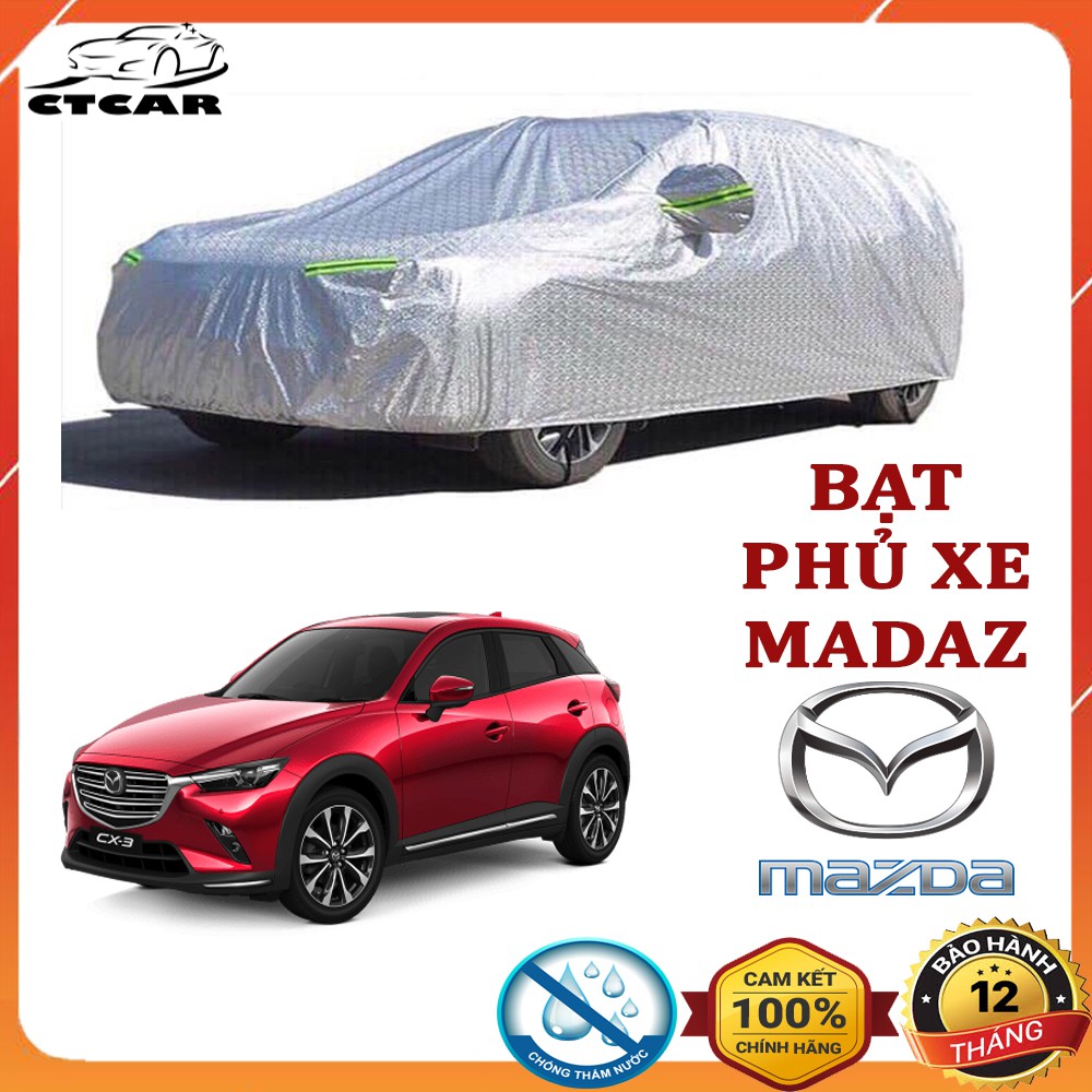 Bạt phủ xe ô tô MADAZ loại bạt che nắng, mưa xe hơi 3 lớp tráng nhôm cách nhiệt, chống nắng, chống xước, chống cháy che mưa hiệu quả Việt Car