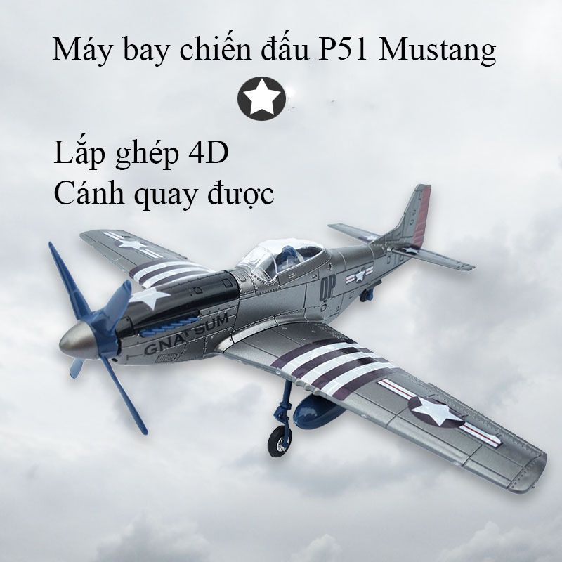 Đồ chơi mô hình lắp ghép 4D máy bay trực thăng phi cơ chiến đấu P51