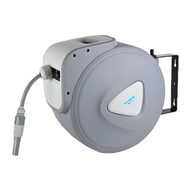 Cuộn vòi tưới cây tự động thu dây ECOWater-10M: Thiết kế mới, Tiêu chuẩn Châu Âu, Vào chậm chống rối, Dây 3 lớp bền bỉ, Kèm đầu phun 9 cấp.