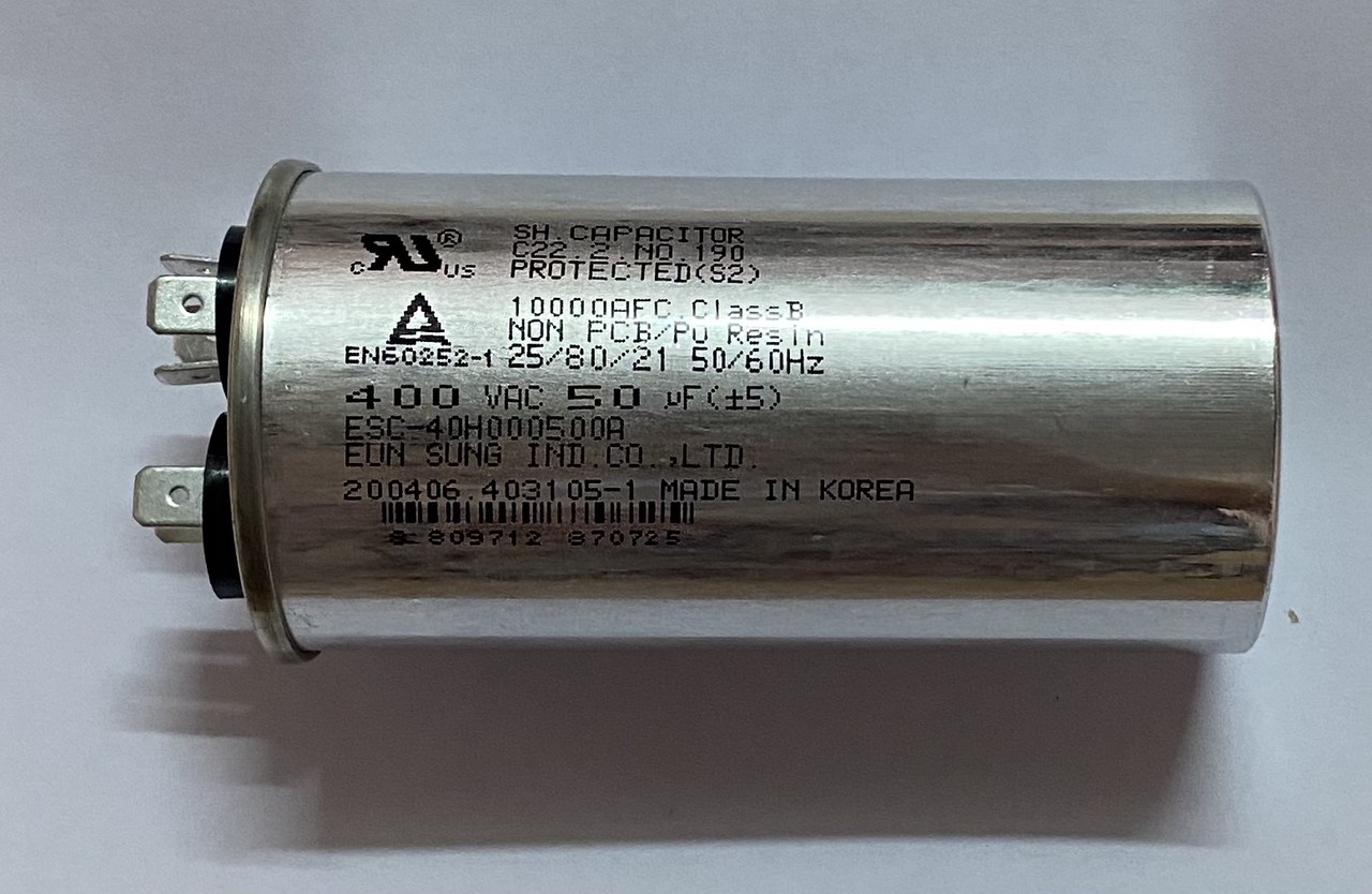 Tụ điện nhôm, trụ tròn, 50uf, 400 vac, eun sung ind