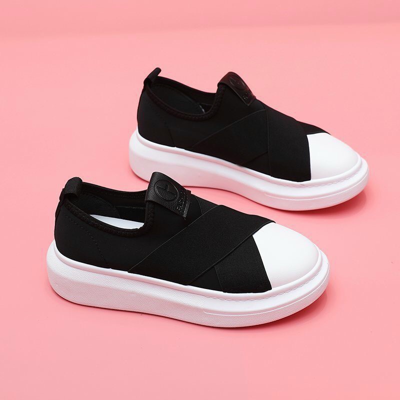 giày slipon nữ vải mềm from đẹp mũi trắng đế êm